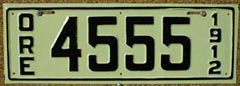 1912 Oregon License Plate