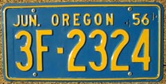 1956 Oregon License Plates