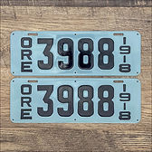 A restored pair of 1918 Oregonplates #3988