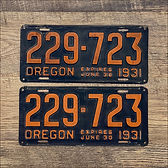 An original pair of 1931 Oregonplates #229-723